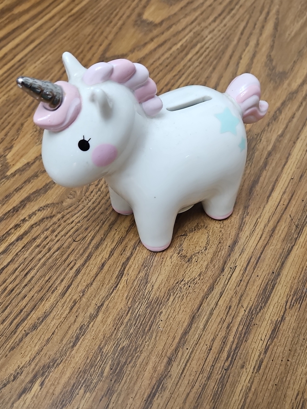 Ceramic White and Pink Unicorn Coin Bank - Home Accents